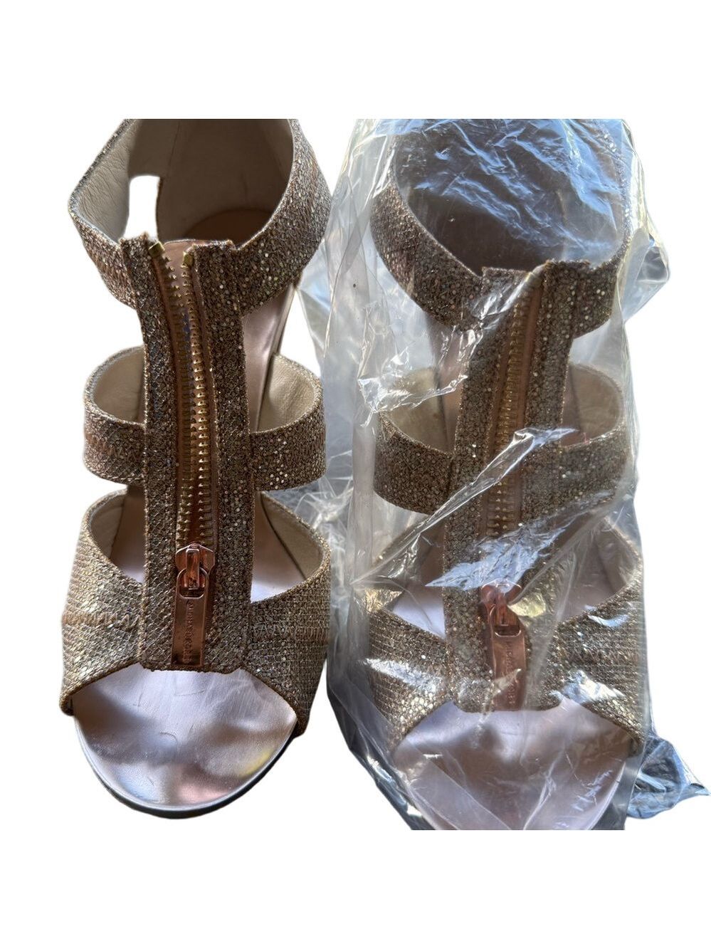Michael Kors Berkeley T-Strap Sand Women Heels Size 8M